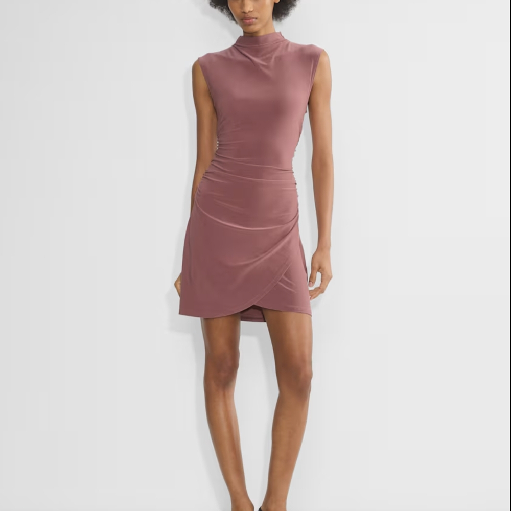 Aritzia Wilfred Boulevard Asymmetrical Ruched Bodycon Mini Dress
